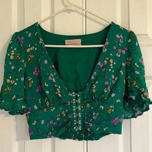Urban Outfitters Green Floral Crop Top size medium